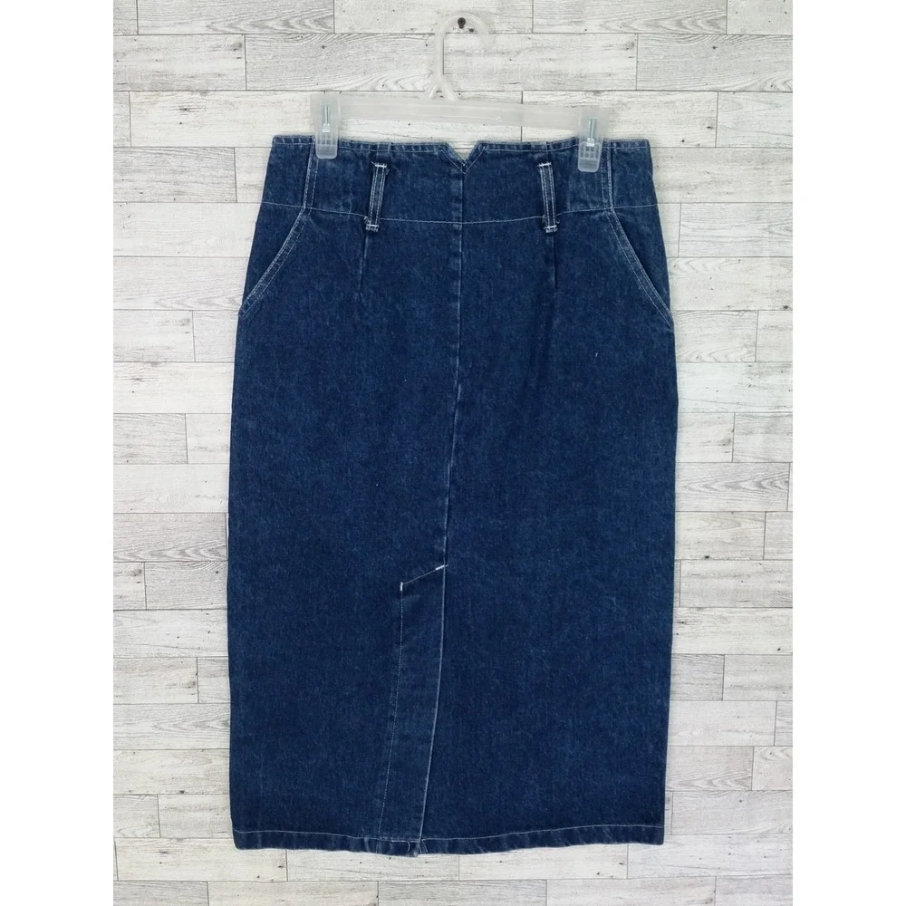 Vintage YES Clothing Denim Jean Skirt Blue Panel Pencil Skirt Sz 13 32x32‎